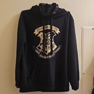 Warner Bros. Black and Gold Hogwarts Crest Hoodie